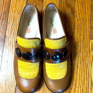 Orla Kiely x Clarks Patent Leather Calf Hair Loafer Flats